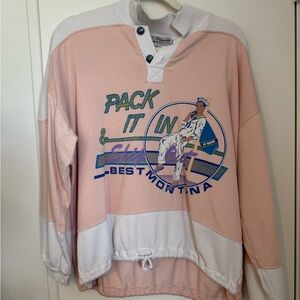 Vintage 80s Sailor Graphic Sweatshirt in Pink and White